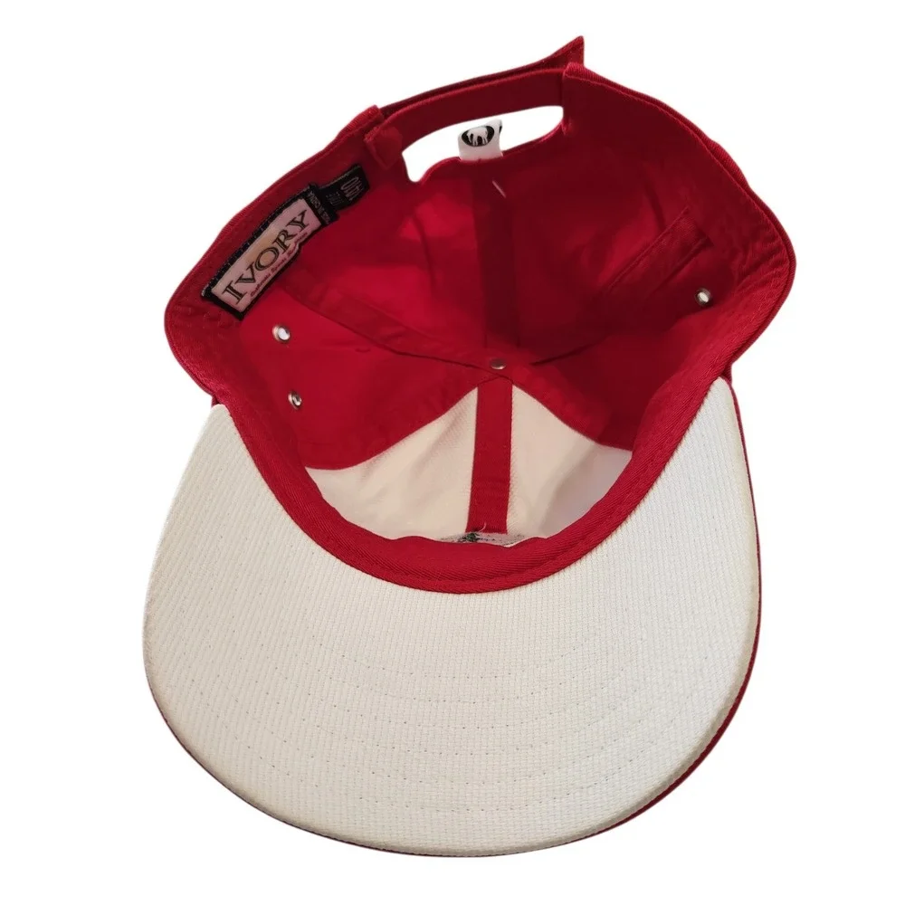 Ivory Hayden Lake Mens Baseball Cap Red‎ Cream Adjustable Hat Style 1410
